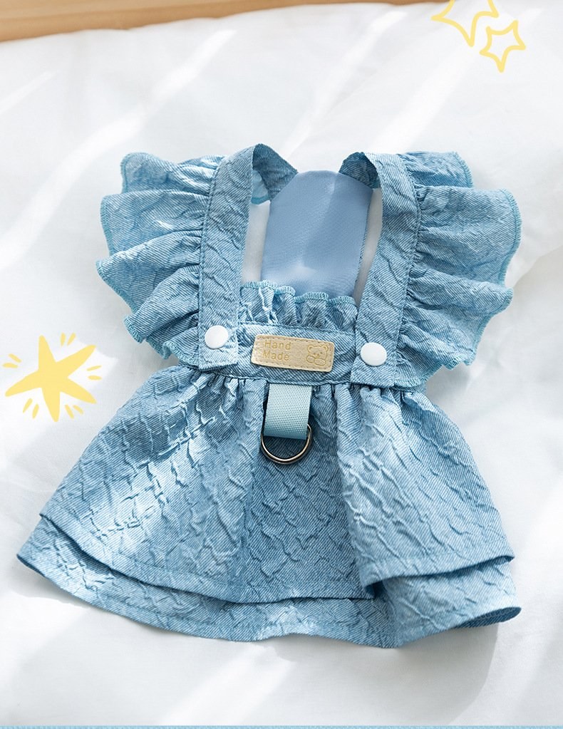 Blue Plaid Denim Pet Dress — Vintage Strawberry — view 5